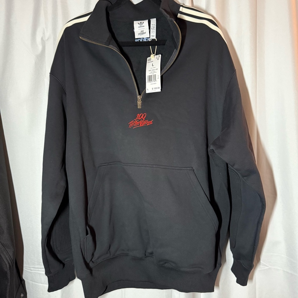 Adidas Black Zip-Up Men's Sweater 100 Thieves NWT Size Large